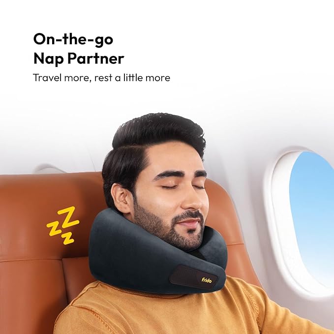Frido Travel Neck Pillow – 100% Hi-Per Foam, Lightweight Memory Foam Neck Support Pillow for Travel - Image 2